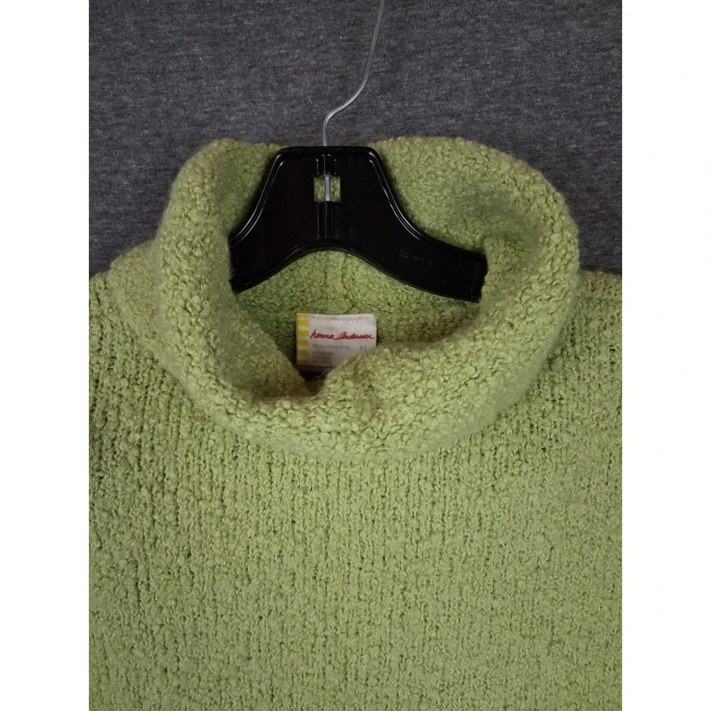 Hanna Andersson Womens Sweater‎ Medium Green Turtleneck Plush Wool Blend